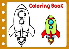 Färbung Buch zum Rakete. Kinder Spiel Spaß vektor