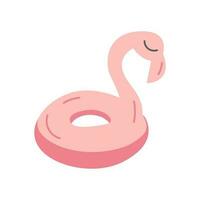 vektor uppblåsbar ringa flamingo illustration. platt rosa sudd ringa