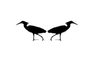 Paar von das schwarz Reiher Vogel, Egretta Ardesiaka, ebenfalls bekannt wie das schwarz Reiher Silhouette zum Kunst Illustration, Logo, Piktogramm, Webseite, oder Grafik Design Element. Vektor Illustration