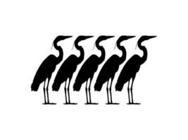 flock av de svart häger fågel, egretta ardesiaca, också känd som de svart häger silhuett för konst illustration, logotyp, piktogram, hemsida, eller grafisk design element. vektor illustration