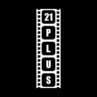 Zeichen von Erwachsene nur zum achtzehn Plus, 18 Plus und zwanzig einer Plus oder 21 Plusage im das Filmstreifen. Alter Bewertung Film Symbol Symbol zum Film Poster, Apps, Webseite oder Grafik Design Element. Vektor