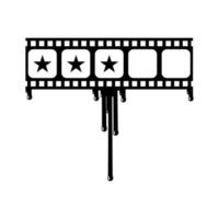 Star Bewertung Zeichen im das blutig Filmstreifen Silhouette. Bewertung Symbol Symbol zum Film oder Film Rezension mit Genre Grusel, Thriller, Blut, sadistisch, Spritzer, Schlitzer, Geheimnis, gruselig. Bewertung 3 Stern. Vektor