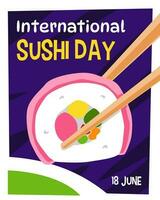 Design zum International Sushi Tag Post vektor
