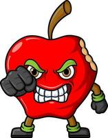 arg äpple tecknad serie karaktär maskot design vektor