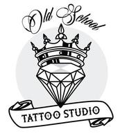 Luxus Diamant mit Krone Tattoo Studio Grafik vektor