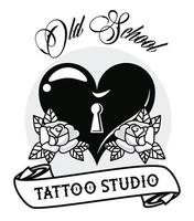hjärta kärlek med nyckelhål tatuering studio grafik vektor