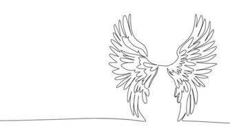 vingar isolerat på vit bakgrund. ett linje kontinuerlig ängel vingar. linje konst översikt vektor illustration.