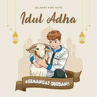 glücklich eid al Adha. eben eid al-adha Illustration mit Person und Schaf Vektor Illustration kostenlos herunterladen