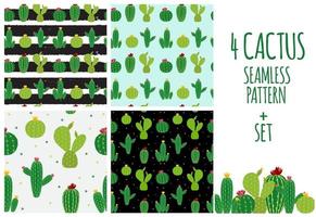 kaktus ikon samling sömlösa mönster vektor