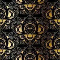 abstrakta sömlösa mönster gyllene tryck på svart vektor