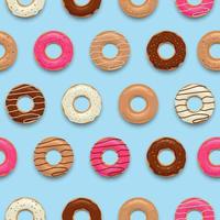 Satz bunte leckere Donuts nahtlose Musterhintergrundvektorillustration vektor