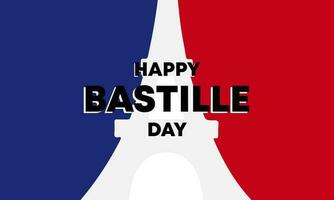 Bastille Tag Banner mit Frankreich Flagge und Eiffel Hintergrund. Vektor Illustration