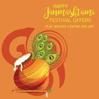 vektorillustration av en bakgrund för indisk festival av lycklig janmashtami vektor