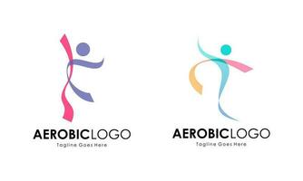 kreativ Fitness und Wellness Linie Stil Logo Design vektor