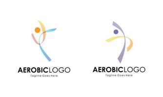 kreativ Fitness und Wellness Linie Stil Logo Design vektor