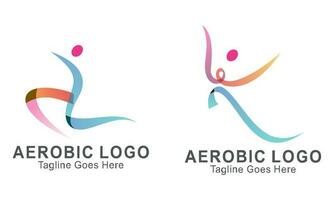 kreativ Fitness und Wellness Linie Stil Logo Design vektor