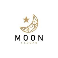 Mond Logo, Halbmond Star und Mond Design, Vektor modern Luxus elegant, Symbol Vorlage Spiel