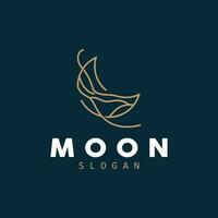 Mond Logo, Halbmond Star und Mond Design, Vektor modern Luxus elegant, Symbol Vorlage Spiel