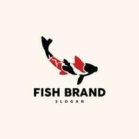 Koi-Fisch-Logo-Design, Zierfisch-Vektor, Aquarium-Ornament-Illustration Markenprodukt vektor