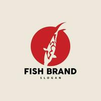 Koi-Fisch-Logo-Design, Zierfisch-Vektor, Aquarium-Ornament-Illustration Markenprodukt vektor