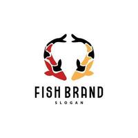 Koi-Fisch-Logo-Design, Zierfisch-Vektor, Aquarium-Ornament-Illustration Markenprodukt vektor