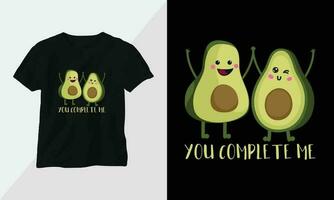 komisch Avocado T-Shirt Design Konzept bekleidung Design Karikatur Typografie vektor