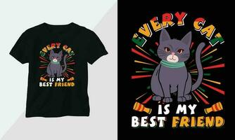 varje katt är min bäst vän - katt t-shirt och kläder design. vektor skriva ut, typografi, affisch, emblem, festival
