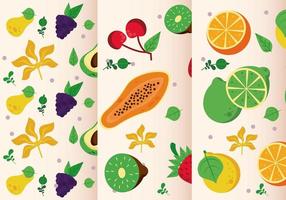 färska lokala frukter uppsättning mönster vektor