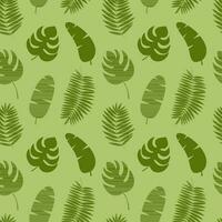 Vektor tropisch Palme Blätter nahtlos Muster. Monstera Blatt und Banane Palme Blätter auf Grün Hintergrund