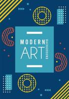 Beschriftung der modernen Kunst im blauen Memphis-Hintergrund vektor