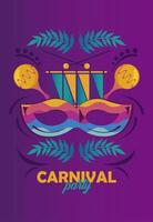 Karneval-Karnevalsfeier mit Masken und Federn vektor