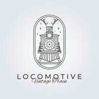 Abzeichen von Jahrgang Lokomotive Linie Kunst Vektor Logo Illustration Design Vorlage Symbol retro Zug im das Nacht