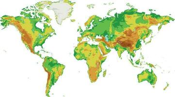physisch leer Welt Karte Vektor Illustration isoliert auf Weiß Hintergrund