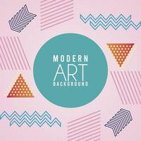 moderne Kunstbeschriftung im rosa Memphis-Hintergrund vektor