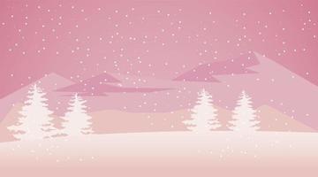 Schönheit rosa Winterlandschaftsszene vektor