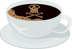 Tasse von heiß schwarz Kaffee mit Schädel und Knochen Schaum Muster Vektor Illustration