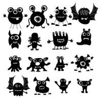 samling av tecknad serie rolig halloween monster silhuetter vektor