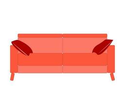 gemütlich Sanft rot Sofa mit Kissen. Vektor Illustration