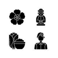 koreanska medborgare symboler svart glyph ikoner som på vitt utrymme vektor
