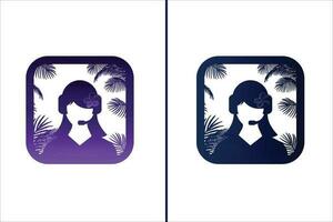 Kunde Bedienung Logo. Hawaii Anruf Center Mädchen. Hawaii Hilfe Linie Frauen Logo Vektor Design.