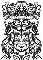 Mädchen tragen Barong Maske Illustration Kunst vektor