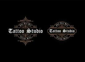 årgång ram logotyp. antik märka. lämplig för tatuering studio, barberare affär, whisky märka, vin, öl, bryggning, salong, affär, Skyltning. vektor