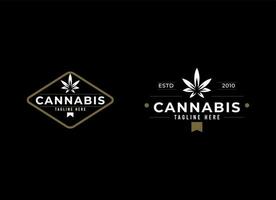 Jahrgang Cannabis exklusiv Logo Design vektor