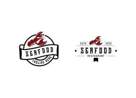 skaldjur logotyp design restaurang färsk krabba och räka logotyp för märka produkt och skaldjur affär vektor