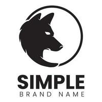 einfach Logo Design Vorlage, mit ein Wolf Kopf Symbol im ein schwarz Kreis vektor