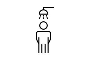 Dusche Symbol. Männer duschen. Symbol verbunden zu Badezimmer, Hygiene. Linie Symbol Stil Design. einfach Vektor Design editierbar