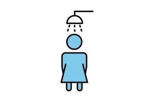 Dusche Symbol. Frau duschen. Symbol verbunden zu Badezimmer, Hygiene. zwei Ton Symbol Stil Design. einfach Vektor Design editierbar