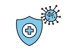 Virus Schutz Symbol. Symbol verbunden zu immun, Grippe Keim, Antiseptikum, Hygiene Schild. zwei Ton Symbol Stil Design. einfach Vektor Design editierbar
