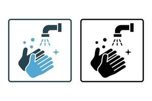 Hand Hygiene Symbol. Symbol verbunden zu Hygiene, Waschen Hände. solide Symbol Stil Design. einfach Vektor Design editierbar