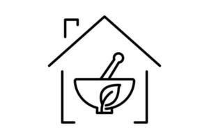 ört- medicin ikon. löv i hus. ikon relaterad till ört- medicin hus, friska hus. linje ikon stil design. enkel vektor design redigerbar